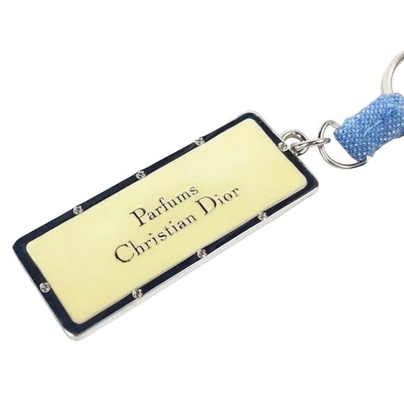AUTH VTG Christian Dior Miss Dior Nameplate Logo Denim Keychain Key Holder Fob - Picture 10 of 14